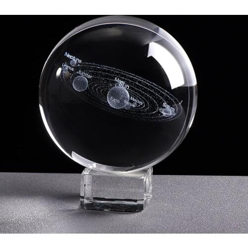 6cm Solar System Glass Ball Decoration 3D Miniature Planets Model Sphere Crystal Ball Glass Globe Ornament Table Decor Christmas