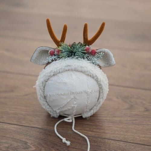 Newborn photography accessories 2 colors antlers bonnet infant baby deer cute headdress studio newborn photo shoot accessories