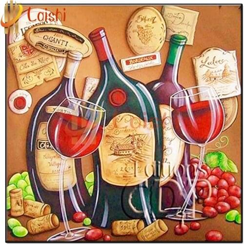 Diy diamond painting Abstract food art, red wine, grapes, wine glass picture rhinestones embroidery diamond mosaic 5d decor