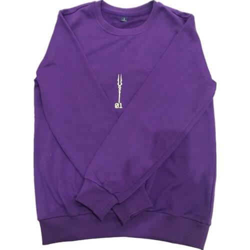 Evangelion Shogoki EVA 01 Spear of Longinus Round Neck Sweater Purple Embroidery Sweatshirt
