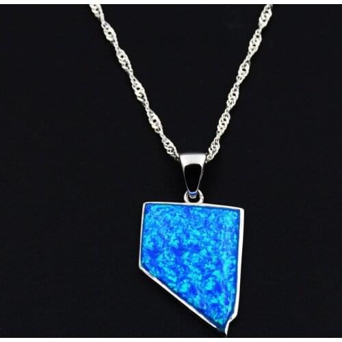 Irregular Blue Fire Opal Pendant Necklace