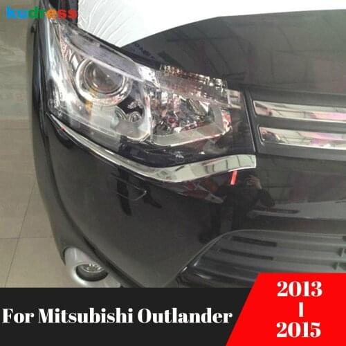 For Mitsubishi Outlander 2013 2014 2015 Chrome Eyebrow Headlights Strip Special Modified Decoration Cover Trim Accessories 2pcs
