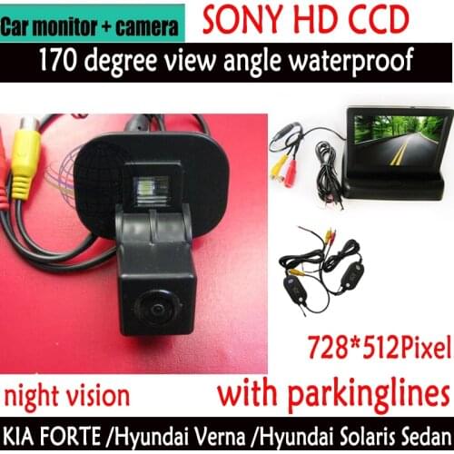 Wireless Car parking CCD Rear View Camera + Car Mirror Monitor for KIA FORTE /Hyundai Verna /Hyundai Solaris Sedan