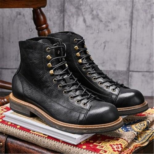 Vintage Boots For Men British Style Footwear Genuine Leather Male Ankle Boots 12#20/10e50