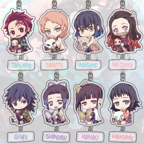 Anime Demon Slayer Keychain Kimetsu No Yaiba Acrylic Keychain Cartoon Figure Keyring Cosplay Gift