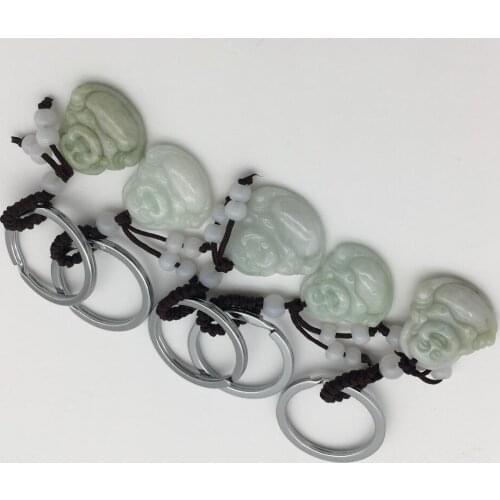 Wholesale New natural jadestone Buddha male shape key chain 5PCS Good luck