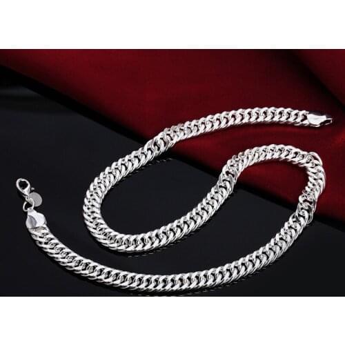 925 Silver 10MM 20/24 Inches Necklaces Chain for Men Silver Fashion Personality Trend Necklace Jewelry