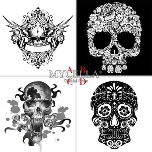 Skull Needlework 5D DIY Diamond Painting Cross Stitch Full Round Rhinestone Flowers Embroidery Home Decor Diamond Mosaic Crafts