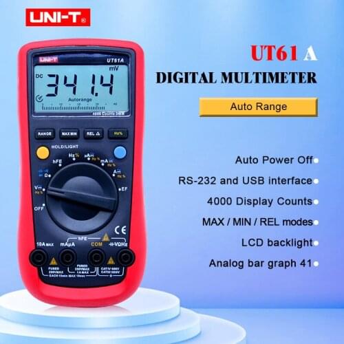 Digital Multimeter UNI-T UT61A High Reliability Professional Electrical Handheld Tester CD Backlight & Data Hold Multitester