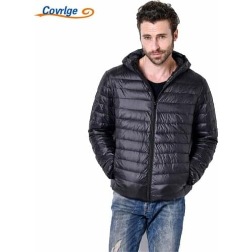Covrlge 2018 Men Hooded UltraLight Wihite 90% Duck Down Jacket Warm Jacket Line Portable Package Men Casual Pack Jacket MWY004