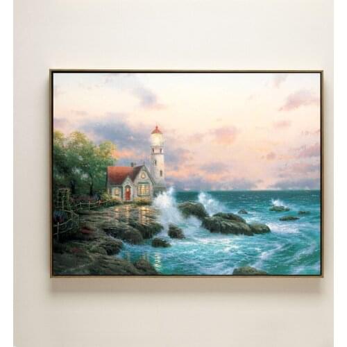Cotton Thomas house blue sea landscape canvas printings oil painting printed on cotton living room wall art decoration picture