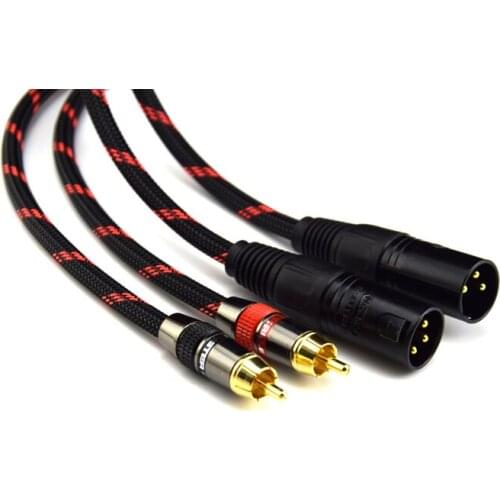 1 Pair Hifi RCA to XLR Cable High Quality 4N OFC 2 RCA Male to 2 XLR Male Cable
