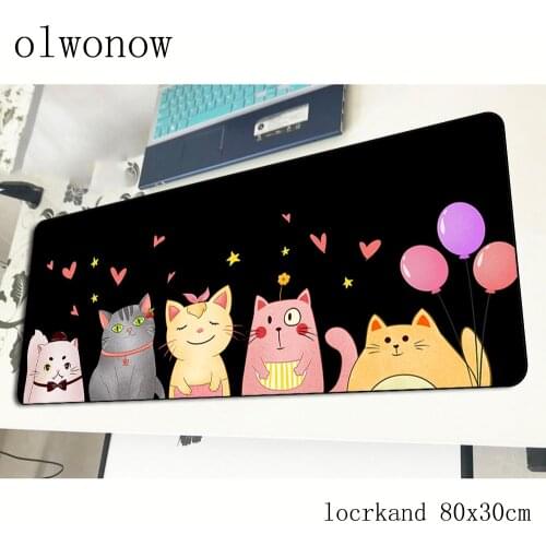 Cat mousepad 80x30cm Natural Rubber gaming mouse pad big gamer mat cute computer desk padmouse keyboard large play mats