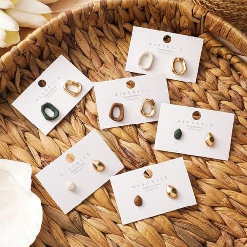 Korean Small Metal Earrings Simple Spray Paint Square Water Drop Asymmetric Earrings Female Cold Wind Fashion Earrings Female