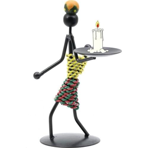 Doll Model Multi-use Handmade Wrought Iron Bar Doll Display for Club Metal Candlestick Abstract Characters Sculpture Home Decor