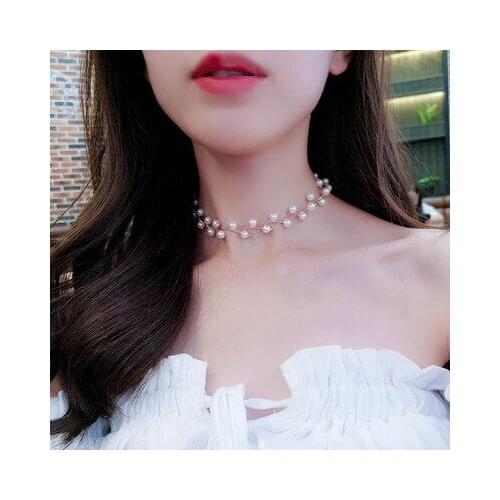 Trendy Elegance Statement Necklace Charm Simulated Pearl Bead Choker Necklace For Women Kolye Collier Femme 2021 New