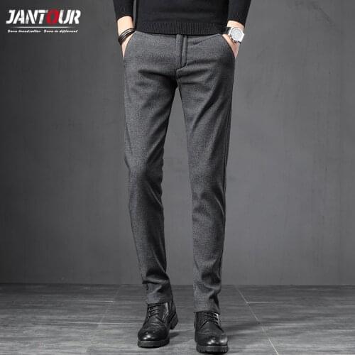 2021 Autumn Winter New Casual Pants Men Cotton Slim Fit Chinos Fashion Gray Trousers Male Brand Clothing Plus Size 28-38-40