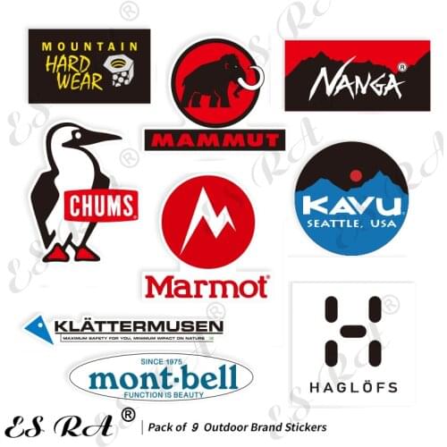 9 Pcs/Set Camping Pegatinas Decals Stickers Outdoor Bicyle Stickers Vinyl Room Laptop Skateboard Pitcher Guitar Journal Deco