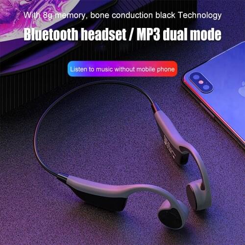 True Bone Conduction Earphone Head-mount Wireless Bluetooth5.0 Headphones Sport Outdoor Handsfree Gaming Headset with Microphone