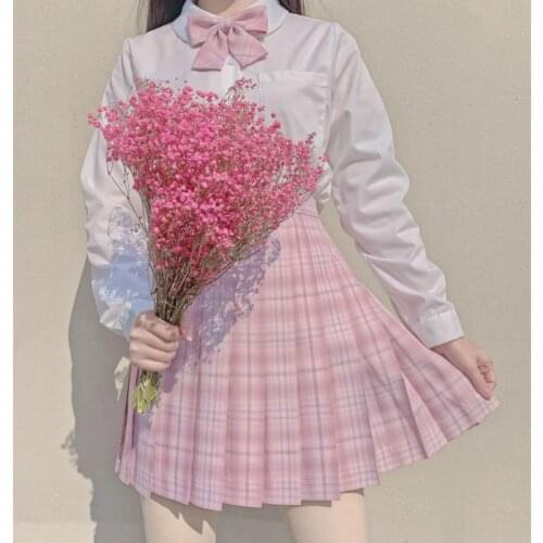 NEW HOT [Teenage Girls Mind] JK School Uniform Pink Plaid Skirt For Girls Summer High Waist Pleated Skirts Women Dress Students