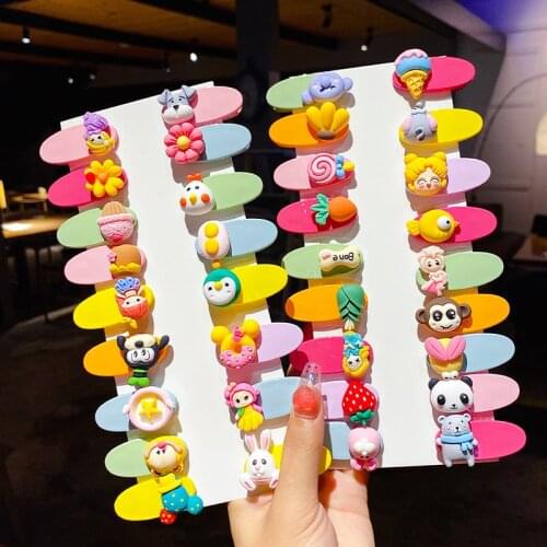 New Arrival Summer Cartoon Colourfull Baby Girl Side Clips Hairpins Panda Fruit Candy Hair Accessories Cute Children Hair Clip