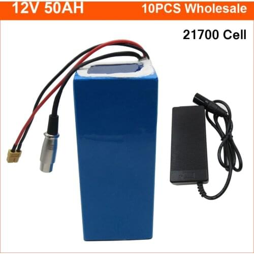 Wholesale 10pcs/lot 300W 12V 50AH Lithium Battery Pack 12V 50000MAH rechargeable Ebike battery with 12.6V 5A charger 50A BMS