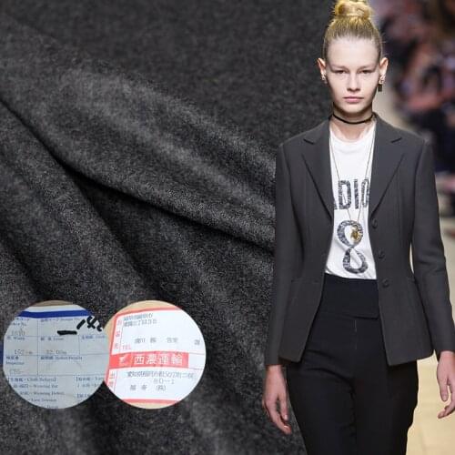 Pearlsilk Japanese Flange Wollen Wool dark grey 100%Wool materials Autumn Suits Jacket DIY clothes fabrics Freeshipping
