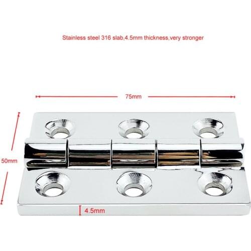 Strap Door Hinge 316 Marine Stainless Steel Boat Truck Deck Hardware 50x75 mm