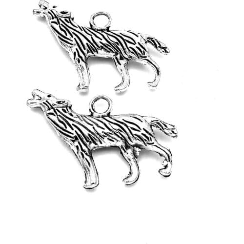 20pcs Wolf charms pendant 26x20mm antique silver ornament accessories jewelry making craft base material