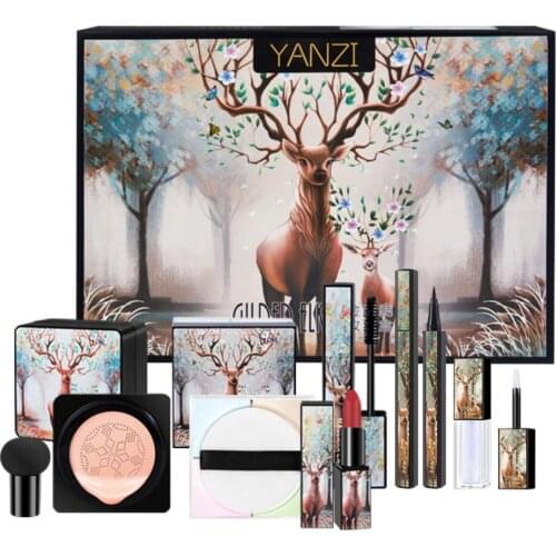 Gilt Makeup Set Mushroom Cushion Eyeliner Mascara Eyeshadow Fixing Powder Lipstick Cosmetic Set Girl Makeup