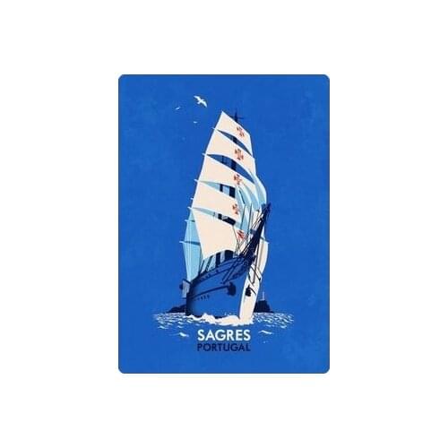 Sagres Blue Sea Sailing Ship Portugal Travel Tour Retro Vintage Poster Canvas Painting DIY Wall Paper Posters Home Decor Gift