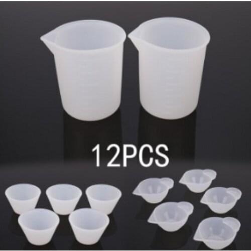 12Pcs Silicone Mixing Measuring Cups UV Resin Mold DIY Casting Jewelry Tool Kit for Resin
