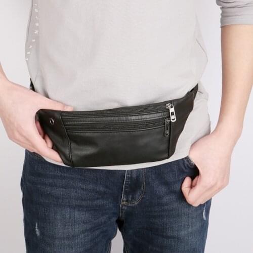 Thin Men Tactical Belt Luxury Genuine Leather Outdoor Sports Running Waist Pouch Cell Phones Casual Male Travel Chest Fanny Pack
