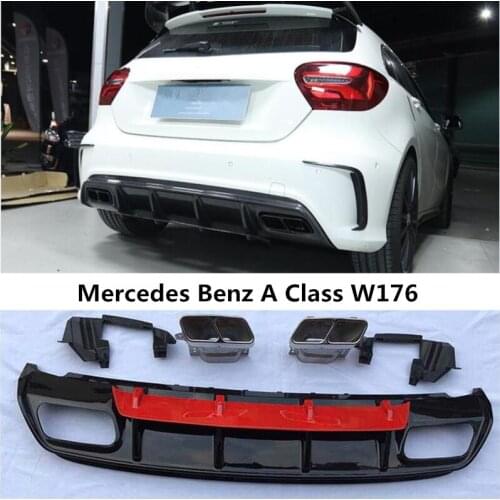 Baking Paint Rear Bumper Lip Spoiler Exhause For Mercedes Benz A Class W176 A45 A180 A200 A260 2013 2014 2015 2016 2017 2018