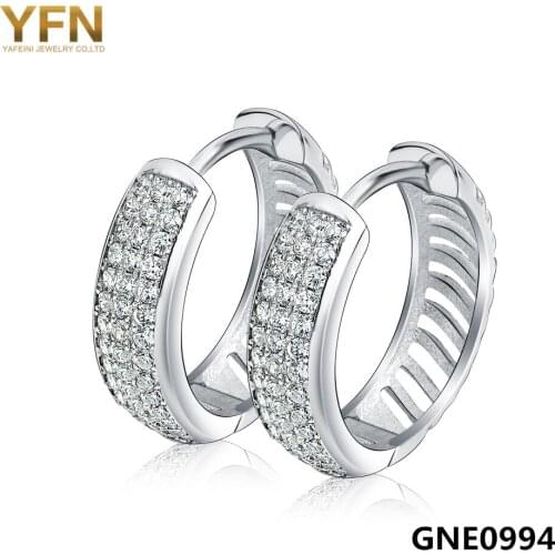 Exquiste Women Small Hoop Earrings Beautiful Micro Pave Cubic Zirconia 925 Sterling Silver Statement Earrings Brincos GNE0994