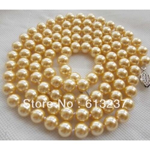 Free shipping 36inch 10mm simulated-pearl shell long chains round beads necklaces for women rope elegant jewelry making MY4183