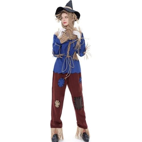 Women The Wonder Scarecrow Dress The Wizard of Oz Drama Stage Costume Witch Cospaly Suit with Hat Belt
