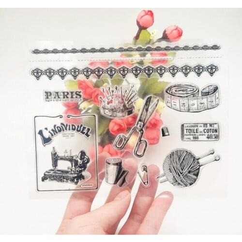 1pc Kawaii Sewing Silicone Clear Seal Stamp DIY Scrapbooking Embossing Photo Album Decorative Rubber Stamp Art Handmade Puzzle