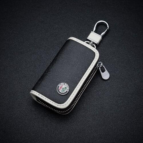 1 Pcs Leather Key Case Fob Holder For Alfa Romeo 4C Mito Giulietta Myth 159 GTO GTA Car Key Cover Keychain With Car Logo Key Bag