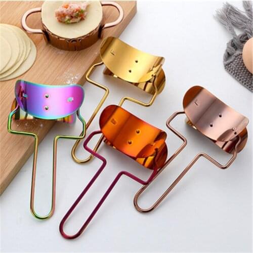 1pc Dough Presser Dumpling Maker Stainless Steel Dumpling Kitchen Utensils Rainbow Stuffing Spoon W raper Golden Dough Presser