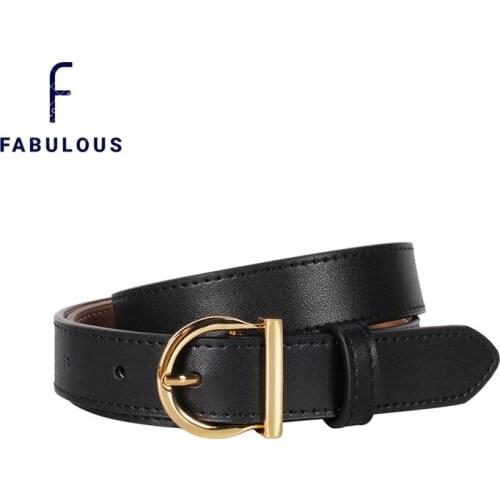 2021 Fashion Womens Skinny Waist Belts For Jeans Dress Genuine Cowhide Leather Gold Color Buckle Waist Belt