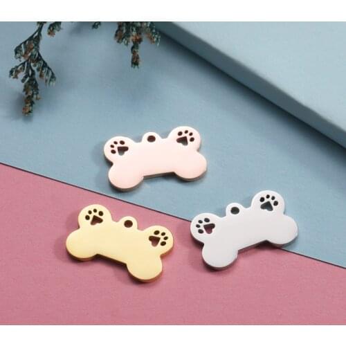 30pcs 16*25mm Gold Color Stainless steel mirror Polish Paw Bone Shape Charm for DIY Handmade Jewelry Making