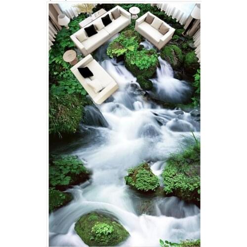 3D wallpaper 3d floor murals PVC Stone Falls Home Decoration PVC waterproof floor