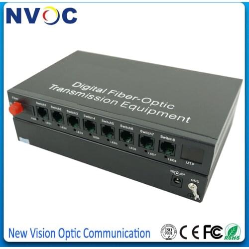 8CH PCM Voice Telephone Fiber Optical Media Converter,Single fiber,1310/1550nm,FC,SM,20KM,Euro Charger,External Power Supply