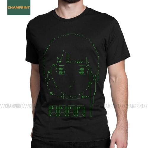 ASCII Serial Experiments Lain T-Shirt Men Glitch Iwakura Manga Weeb Girl Sci Fi Cotton Tee Shirt Crew Neck Short Sleeve T Shirt