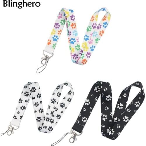 Blinghero Cartoon Dog Paw Print Lanyard for keys Camera Whistle Cool ID Badge Holder Mobile Neck Straps Hang Rope Gift BH0588