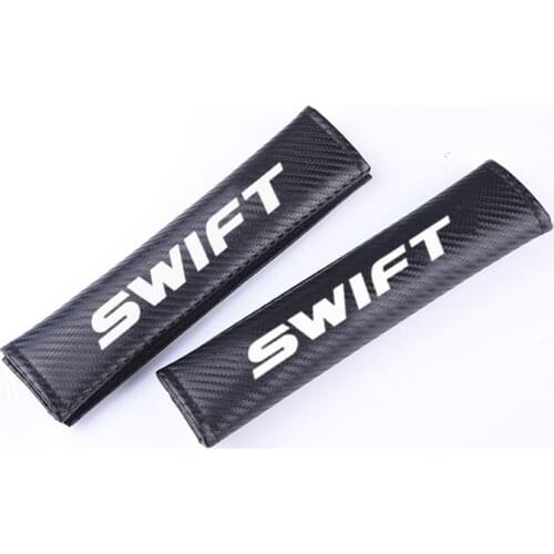 For Suzuki Swift Pu Carbon Fiber Texture Car Sefety Seat Belt Cover Auto Seatbelt Shoulder Protection Padding Car Seatbelts