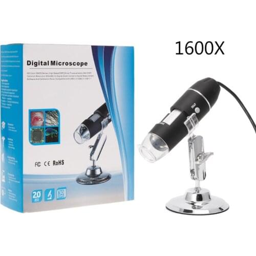 1600X USB Digital Microscope Camera Endoscope 8LED Magnifier with Hold Stand 28TC