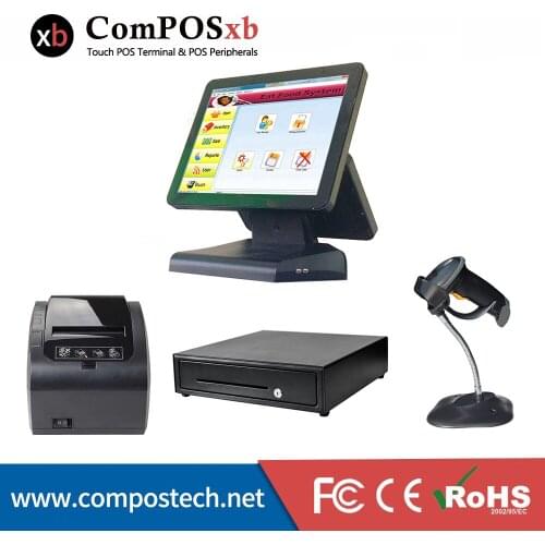 Dual screen retail pos system warehouse scanner printer pos terminal epos machine pos pc