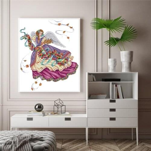 Purple Angel Patterns DIY Hand Made Aida Canvas Cross Stitch kit Sale DMC Cotton Thread Embroidery Home Decoration Send Gift